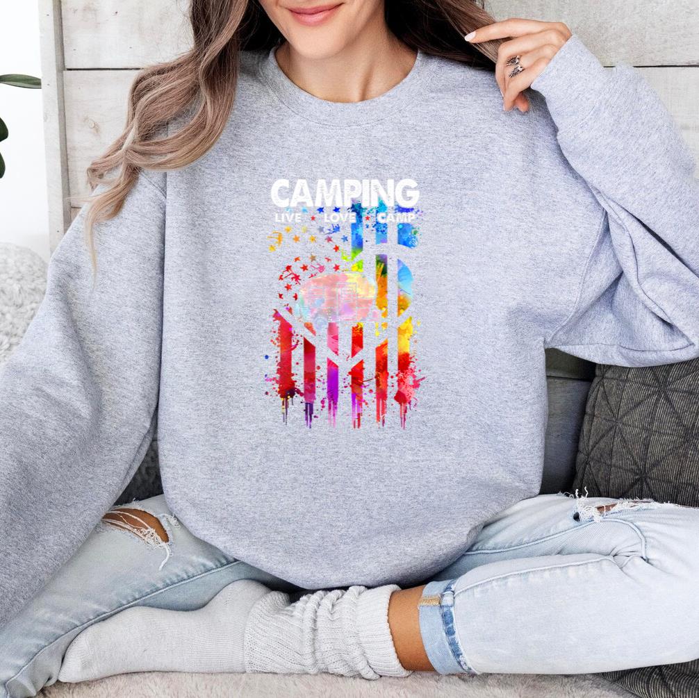 Camping Live Love Camp Tie Dye American Flag Sweatshirt