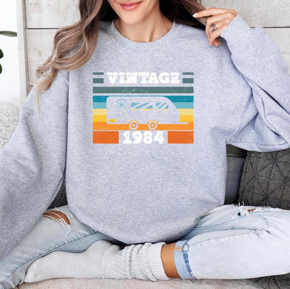 Camping RV-Camper Vintage Born 1984 Birthday Sweatshirt