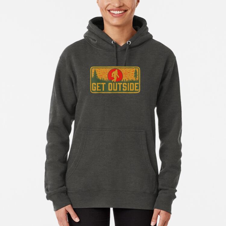 Get Outside Vintage Bigfoot Hiking Hoodie