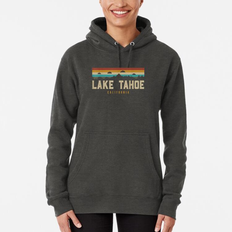 Lake Tahoe Vintage Mountains Hiking Camping California Hoodie